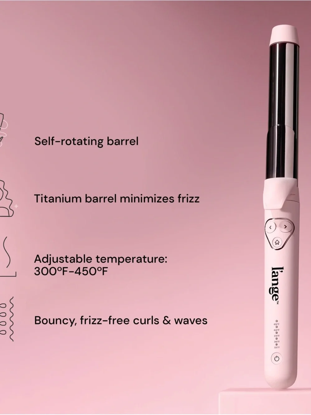 Lange Pink Curling Iron with Rose Gold Barrel